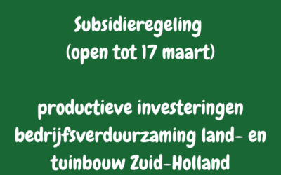Nieuwe subsidieregeling